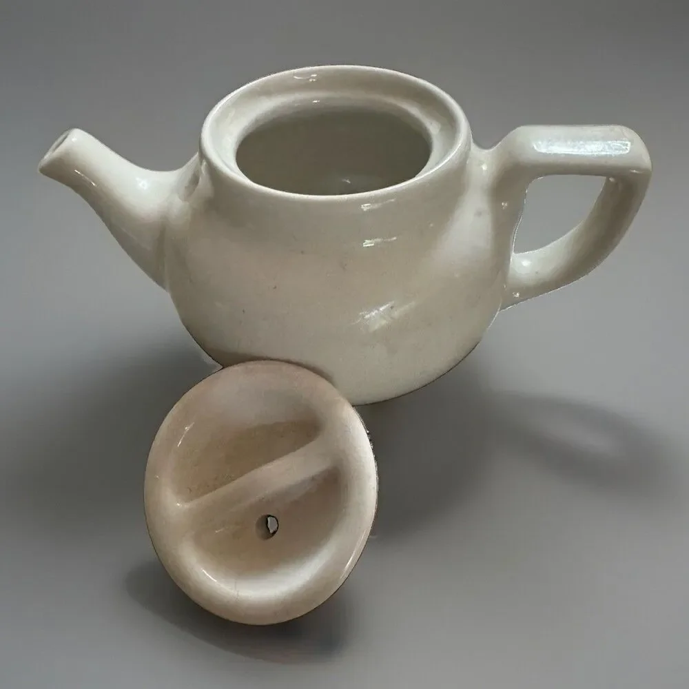 Vintage Hall White Ceramic Individual Teapot Made in USA 6-3/8